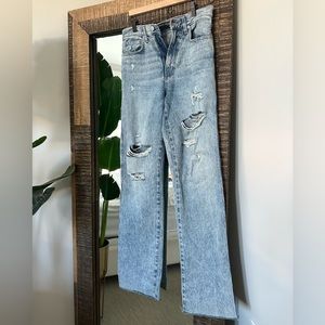 VERONICA BEARD Dylan Distressed High Rise Length Straight 27